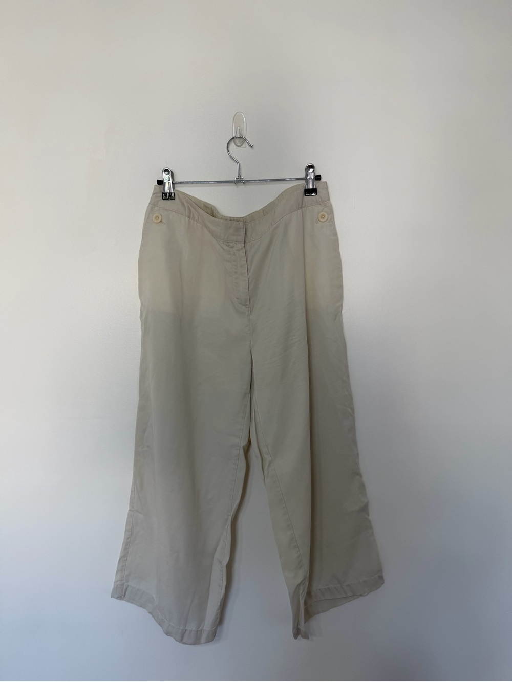 J Jill Capri Pants Womens 6P Petite Beige Wide Leg Lyocell Tencel Pull On Casual